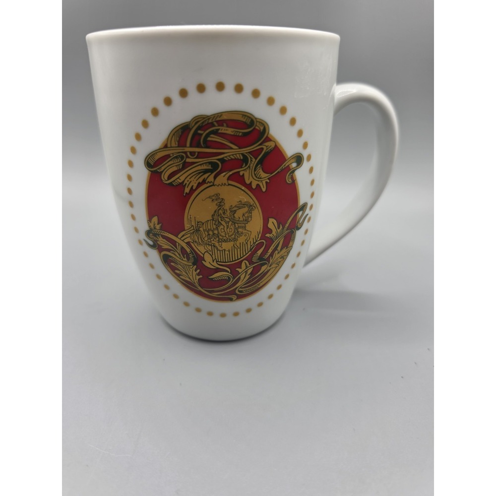 Godiva Chocolatier Mug White Glaze Red & Gold Crest Made in Thailand Coffee Tea